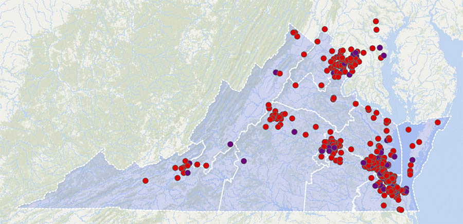Map of Virginia Supporters